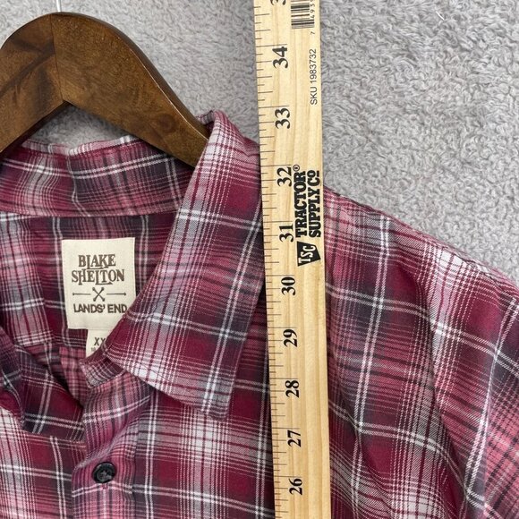 NWOT Blake Shelton Lands' End Men's XXL Plaid Button-Up Shirt Red & White - Picture 3 of 7